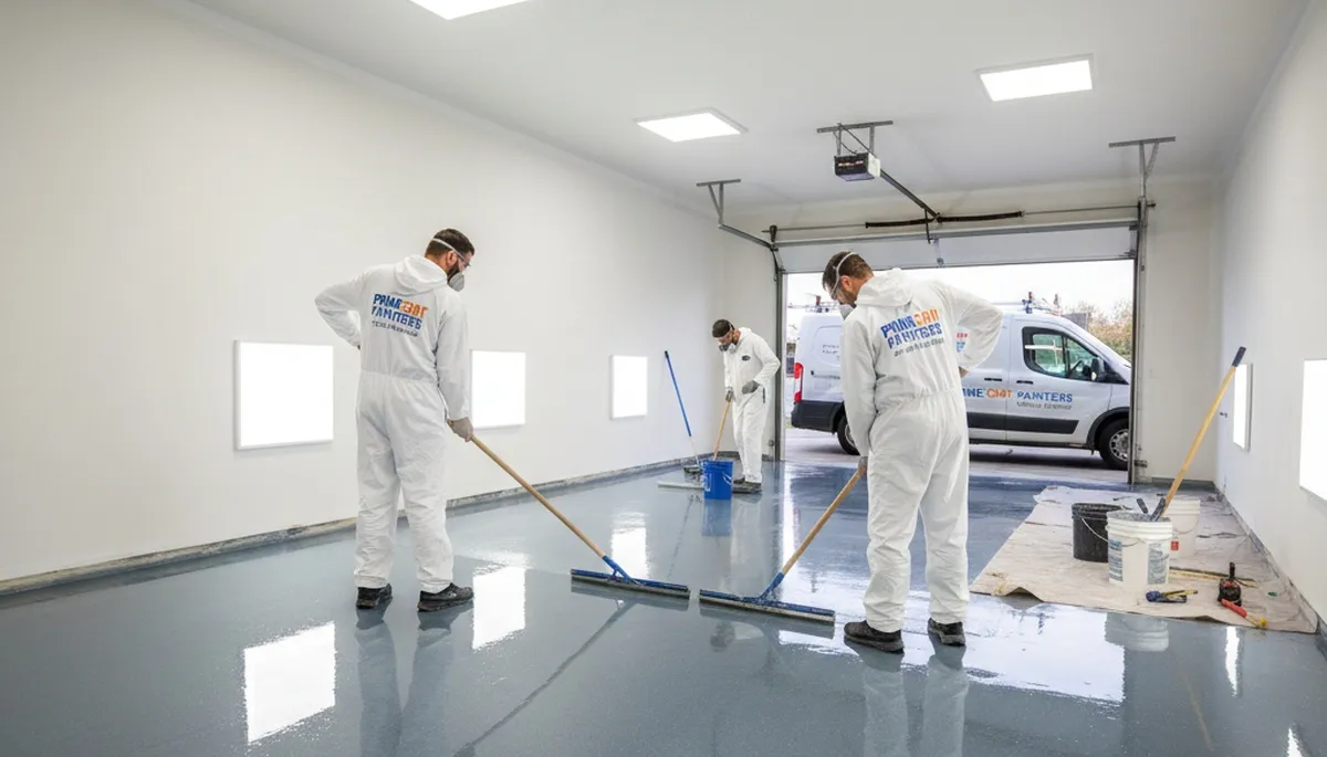 Professional epoxy floor coating in Portland OR garage by local house painting experts