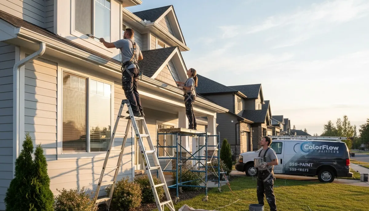 Professional gutter painting on a Portland OR home exterior for durable, weather-resistant finish