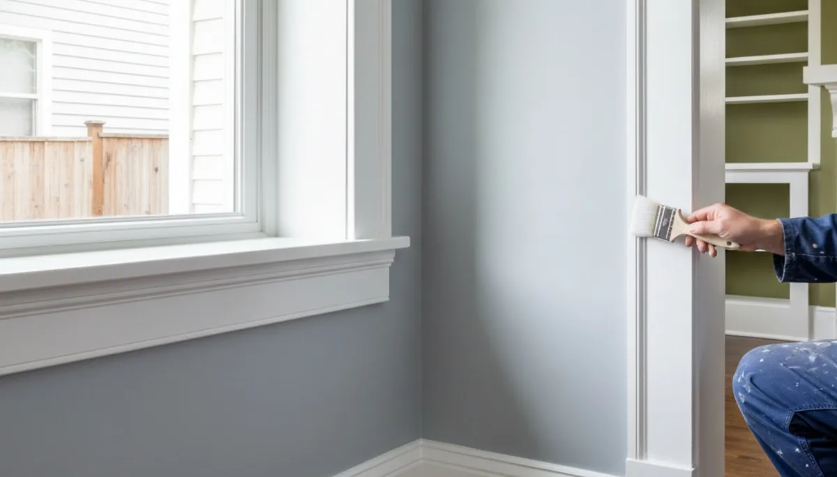 Professional interior trim painting with crisp lines highlighting Portland, OR home architecture