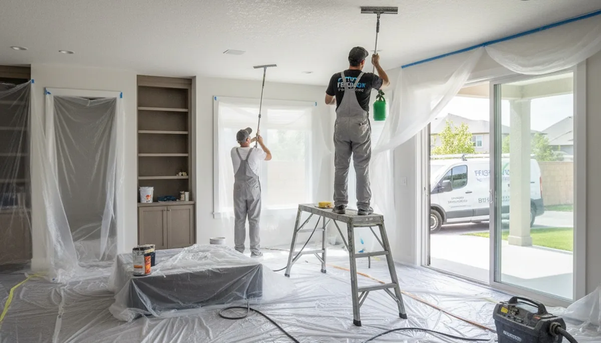 Professional popcorn ceiling removal and refinishing in Portland, OR home by expert painters