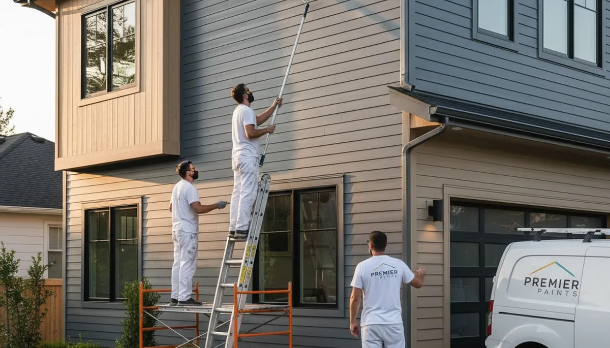 Professional siding painting on Portland OR home exterior by expert house painters