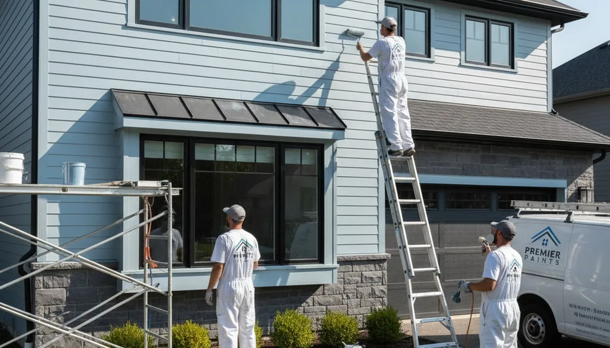Professional siding painting on Portland OR home exterior by expert house painters